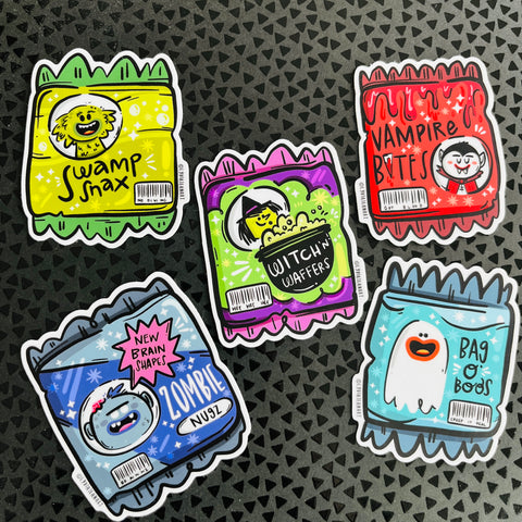 Complete Set of Spooky Snacks Vinyl Stickers
