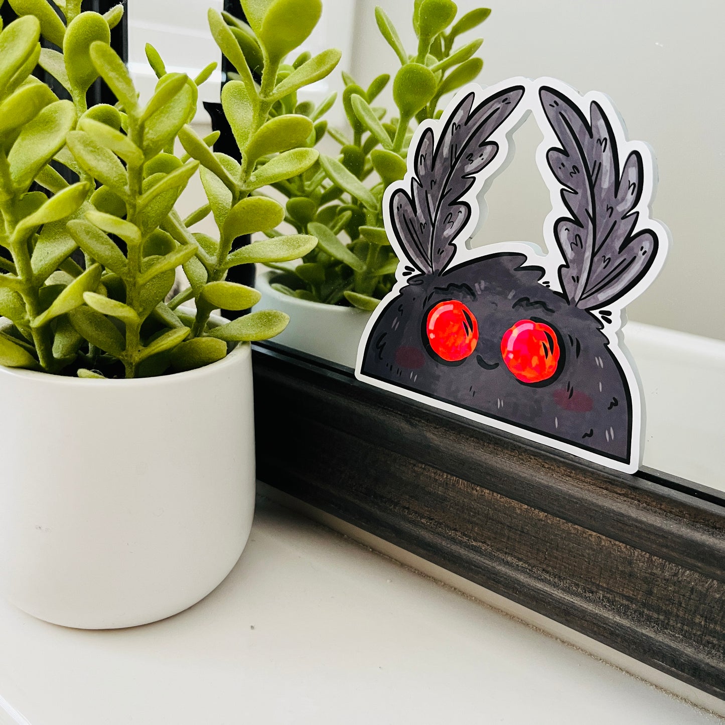 Creepy Cute Mothman Cryptid Window / Mirror Cling