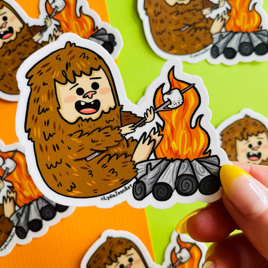 Bigfoot Camping Vinyl Sticker