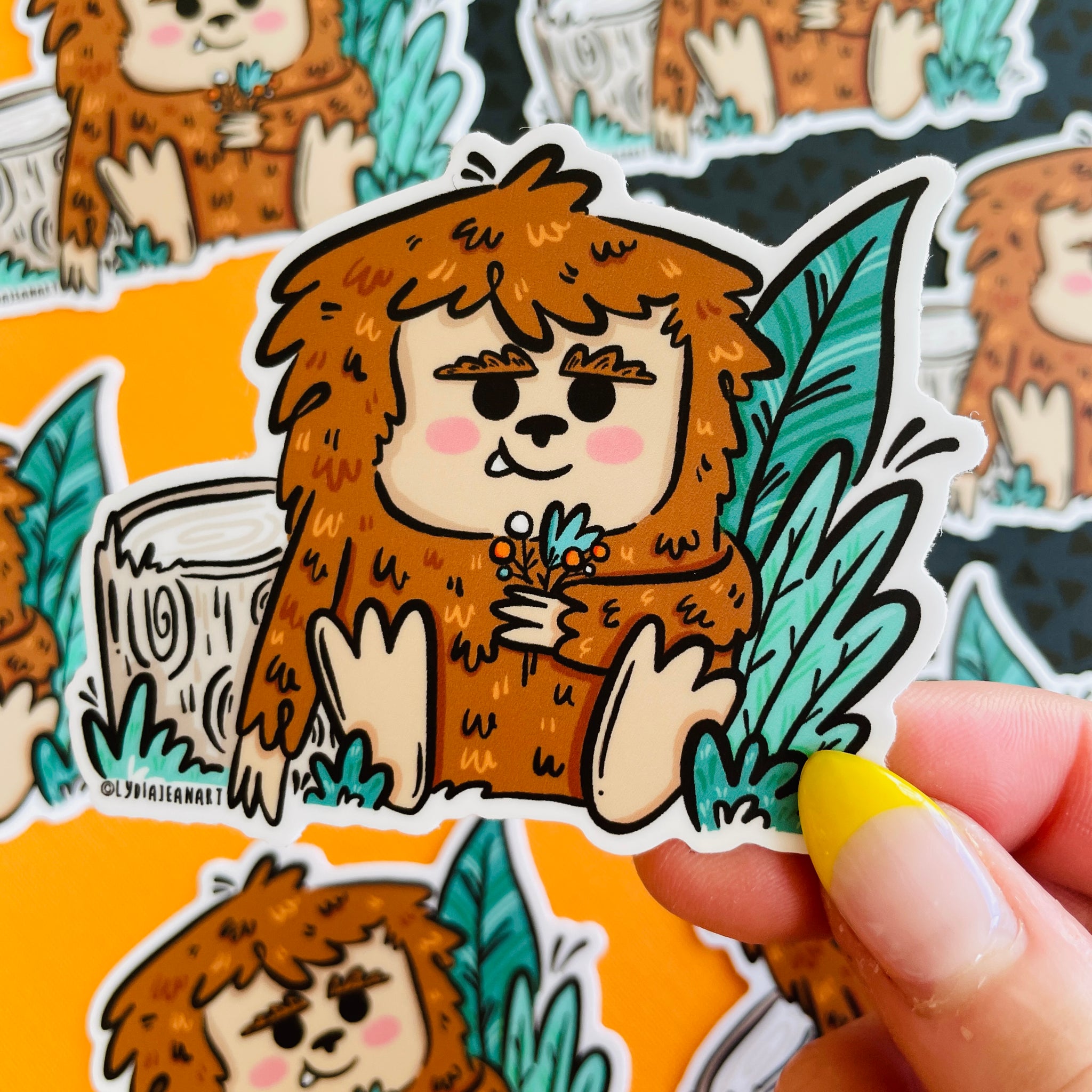 Bigfoot in Flowers Vinyl Sticker
