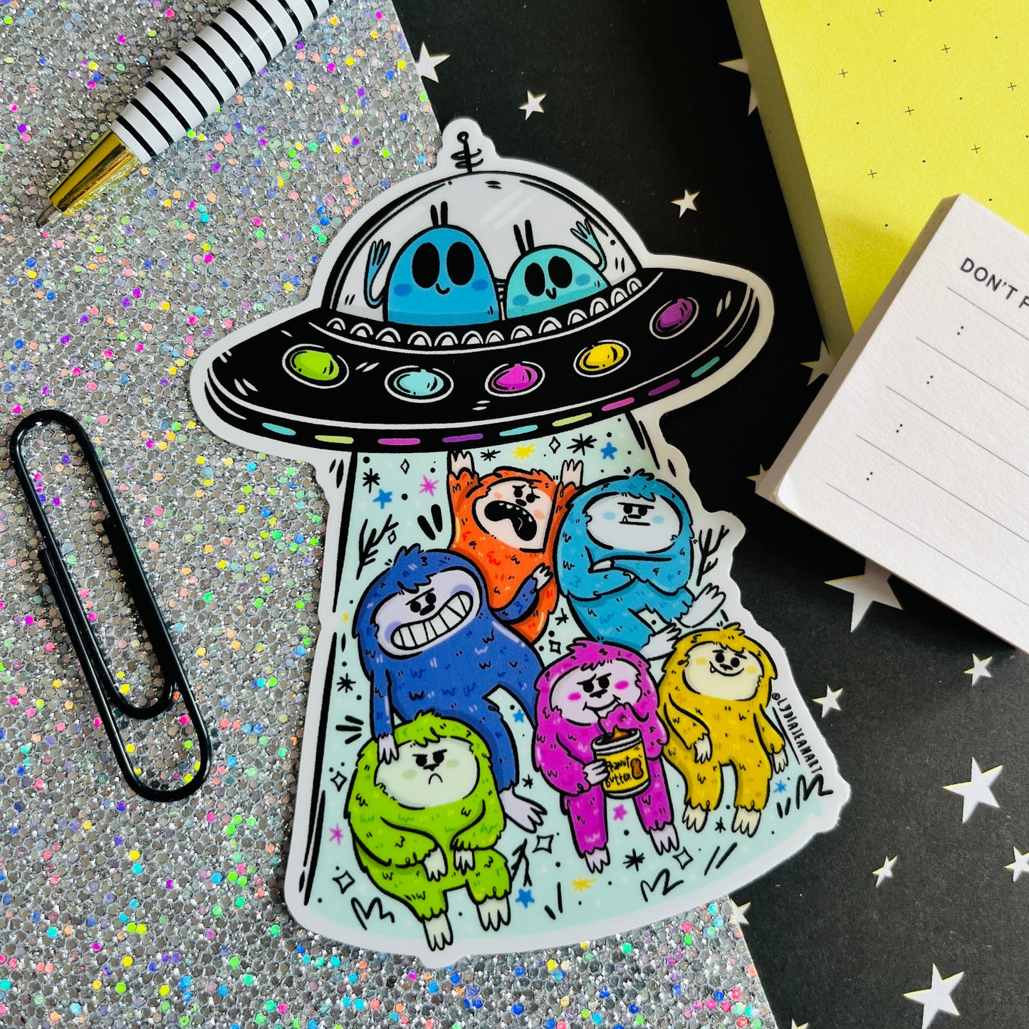 UFOs <3 Bigfoot Vinyl Sticker