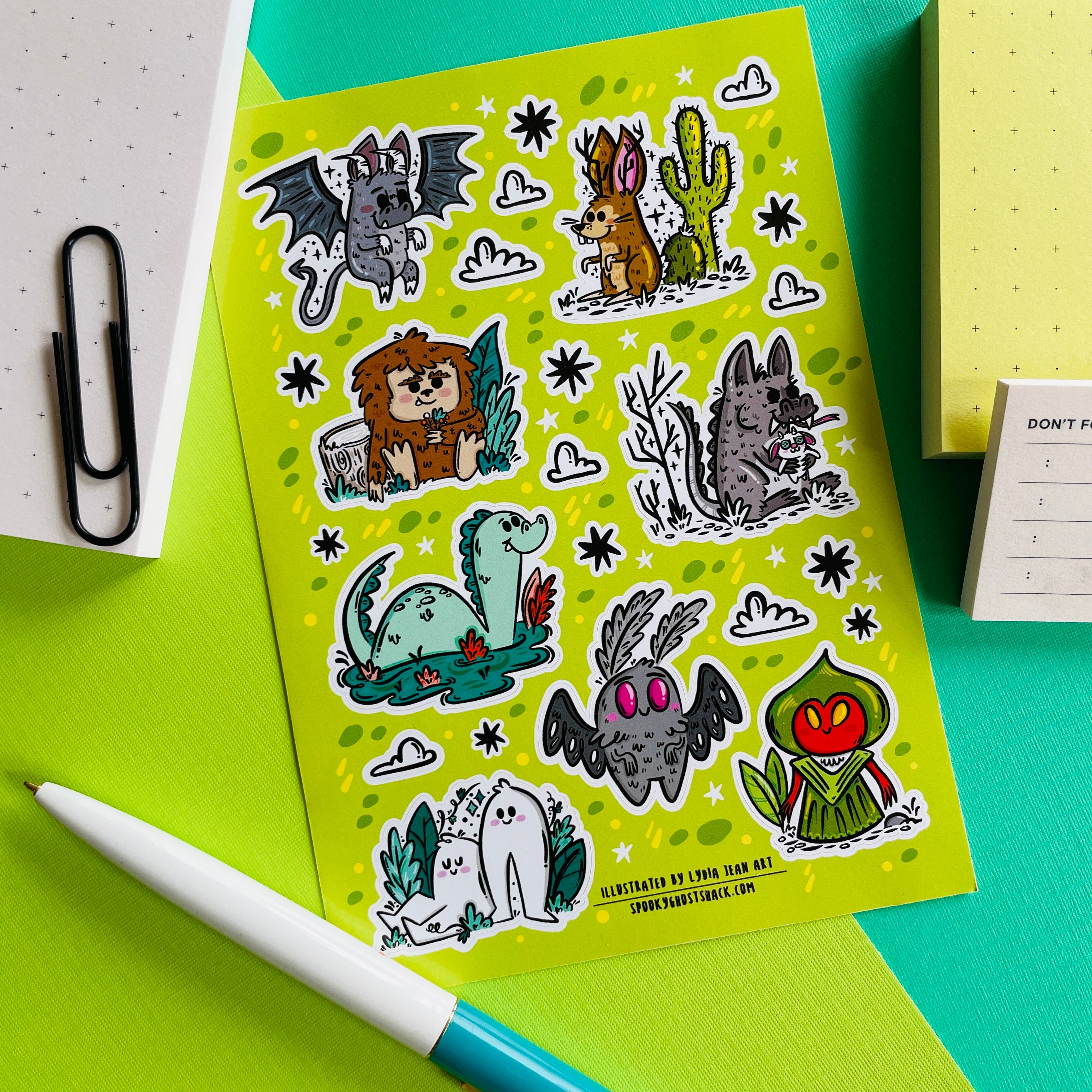 Cute Cryptid Sticker Sheet – Little Ghost Shack