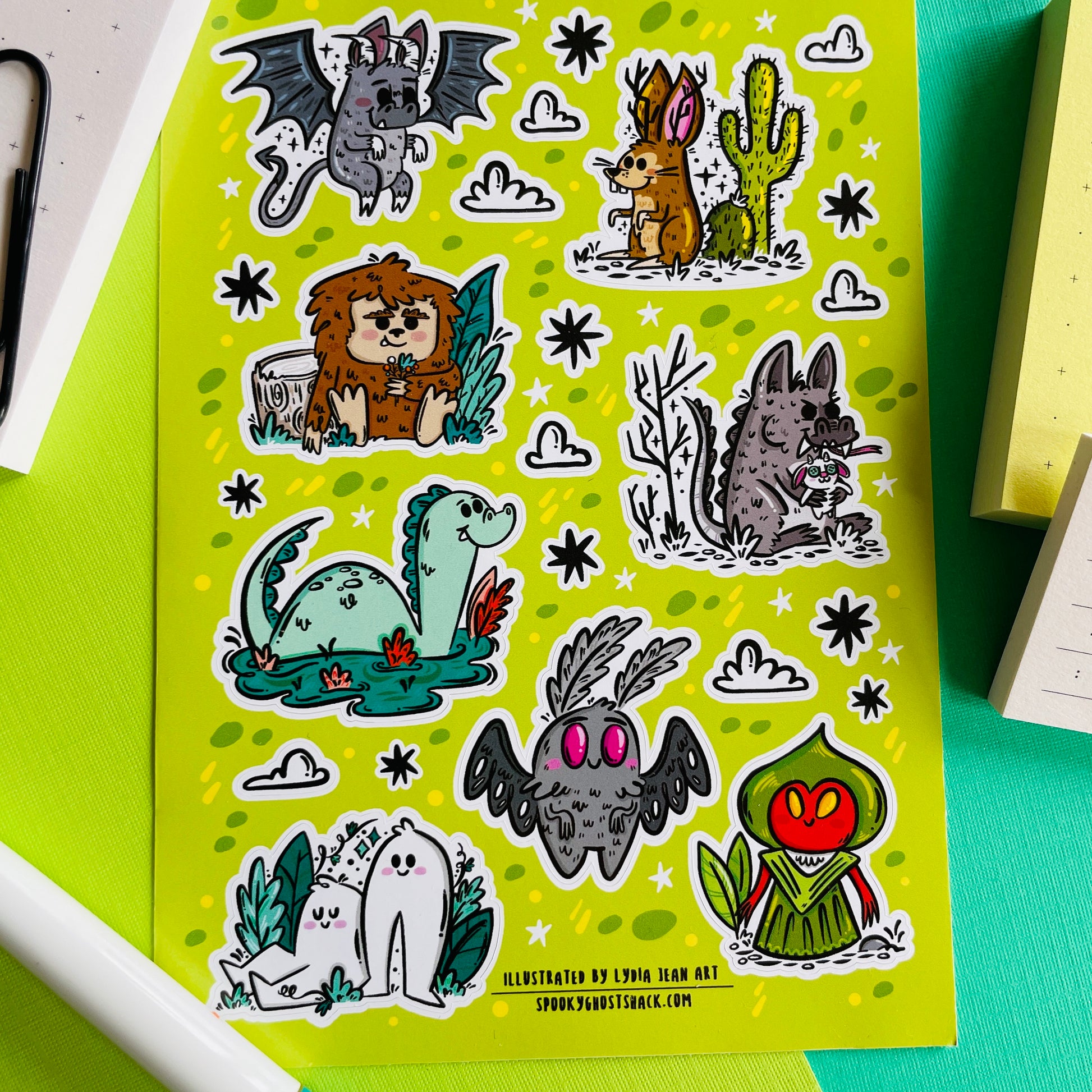 Cute Cryptid Sticker Sheet – Little Ghost Shack