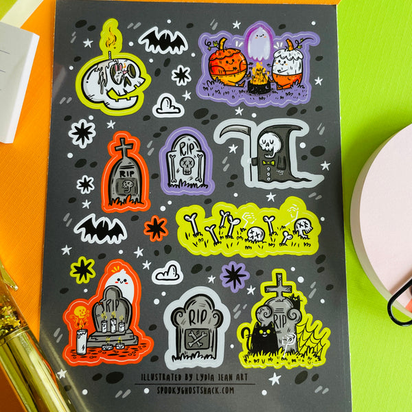 Spooky Graveyard Sticker Sheet