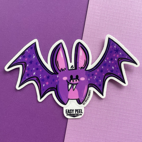Purple Galaxy Bat Vinyl Sticker