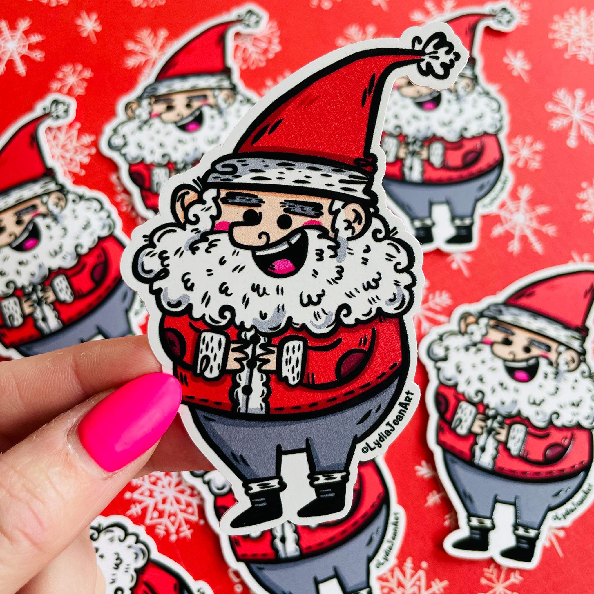 Jolly Santa Raised Printing Vinyl Sticker