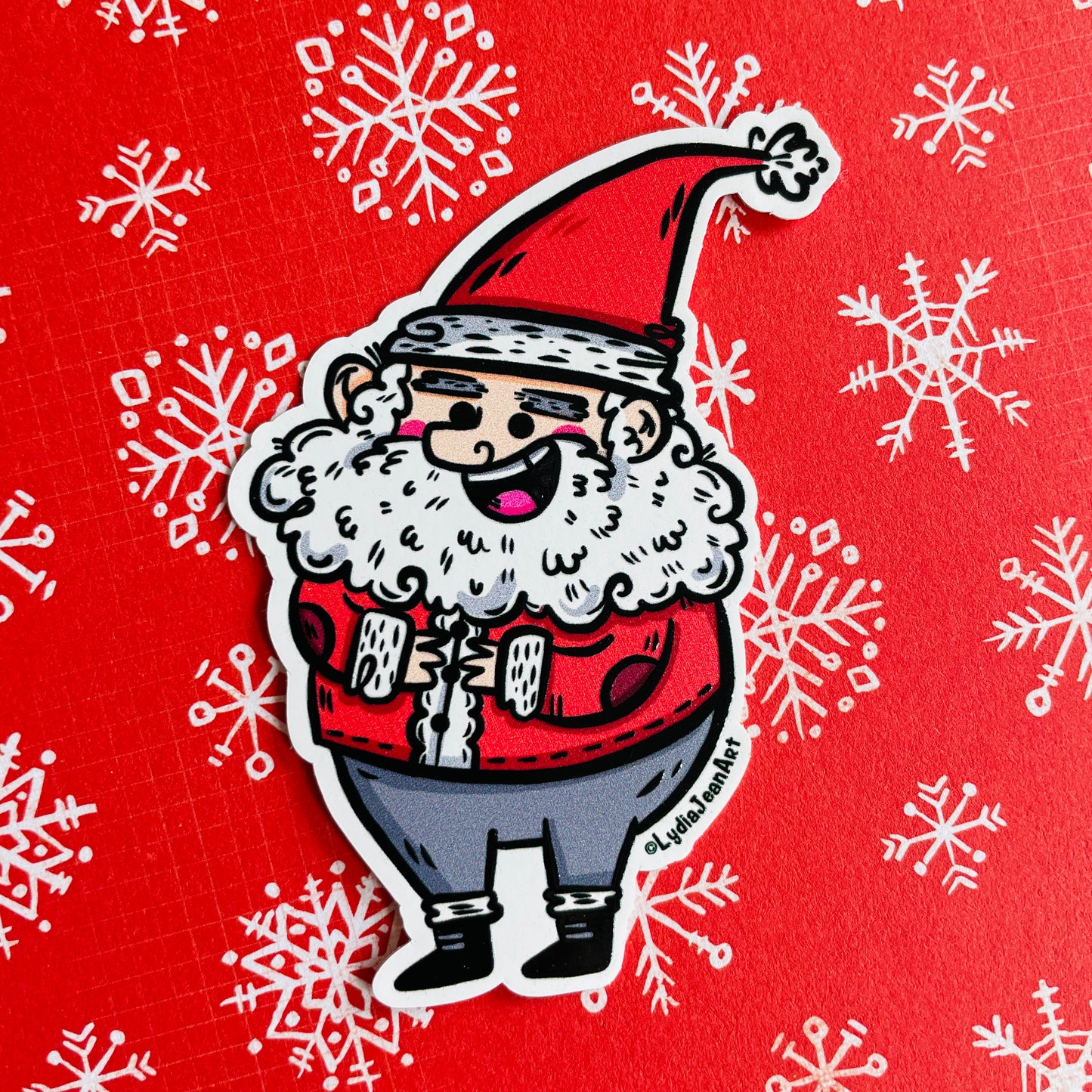 Jolly Santa Raised Printing Vinyl Sticker