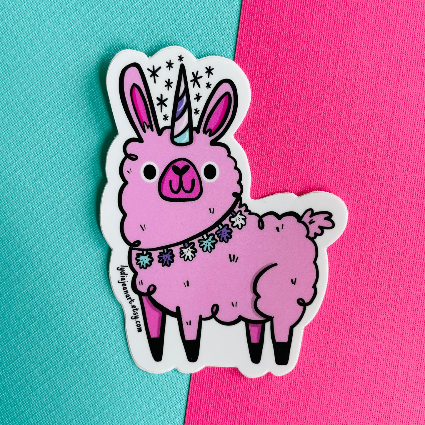 Little Pink Llamacorn Vinyl Sticker