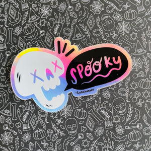 Shiny Holographic Spooky Skull Vinyl Sticker