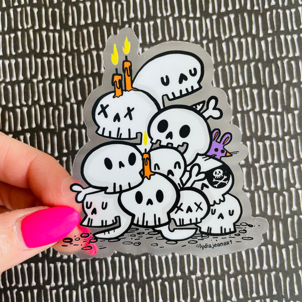 Skull Pile Catacomb Transparent Vinyl Sticker