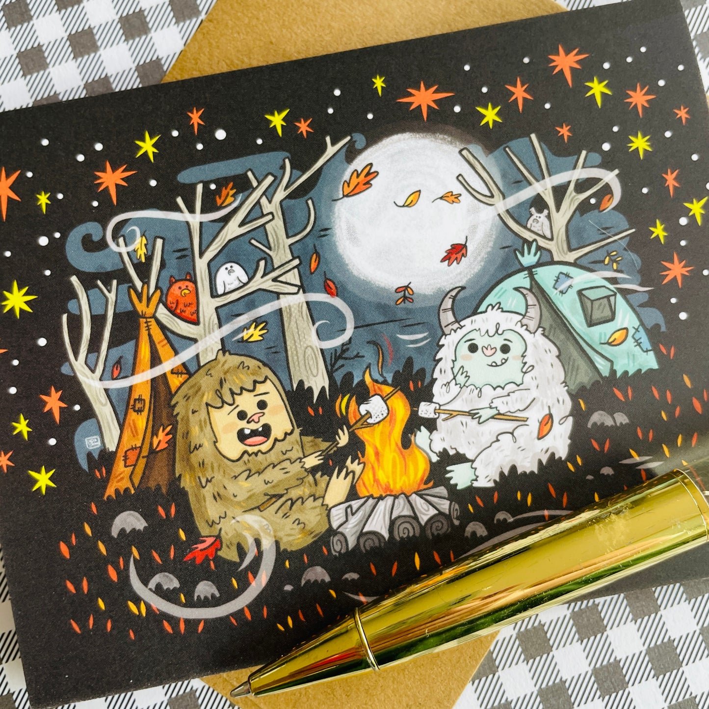 Bigfoot & Yeti Camping Greeting Card