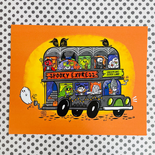 Spooky Express Bus Art Print