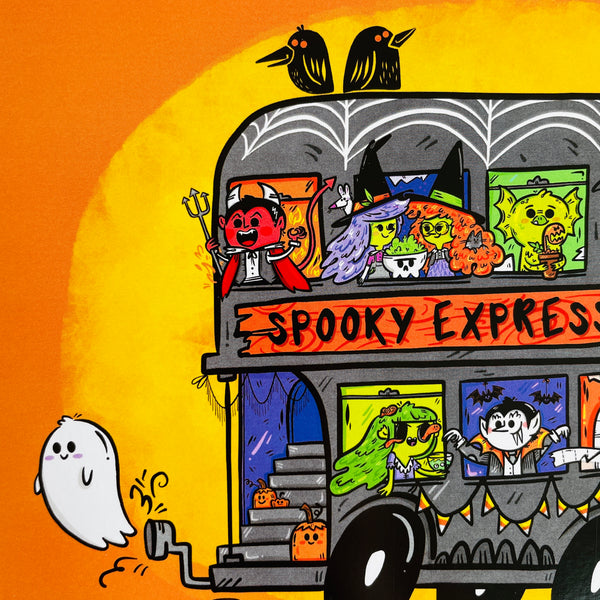 Spooky Express Bus Art Print