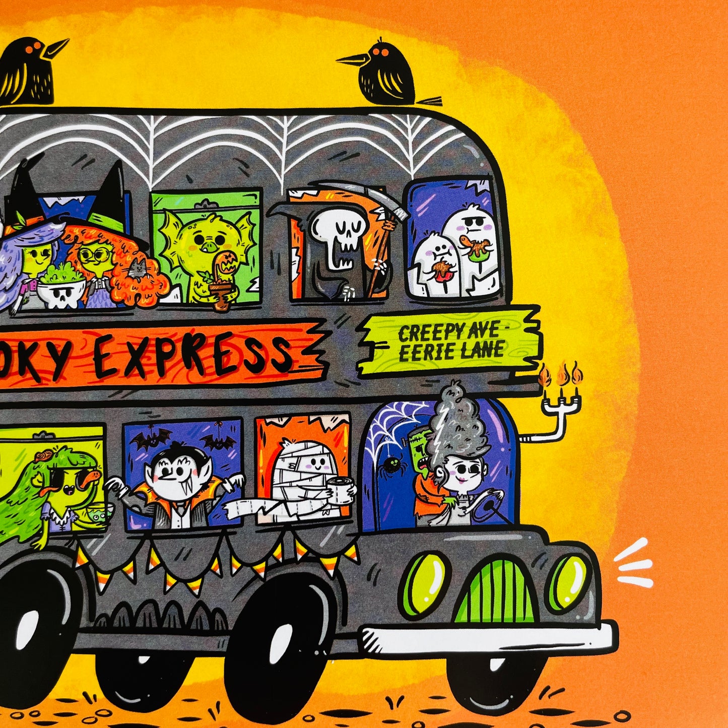 Spooky Express Bus Art Print