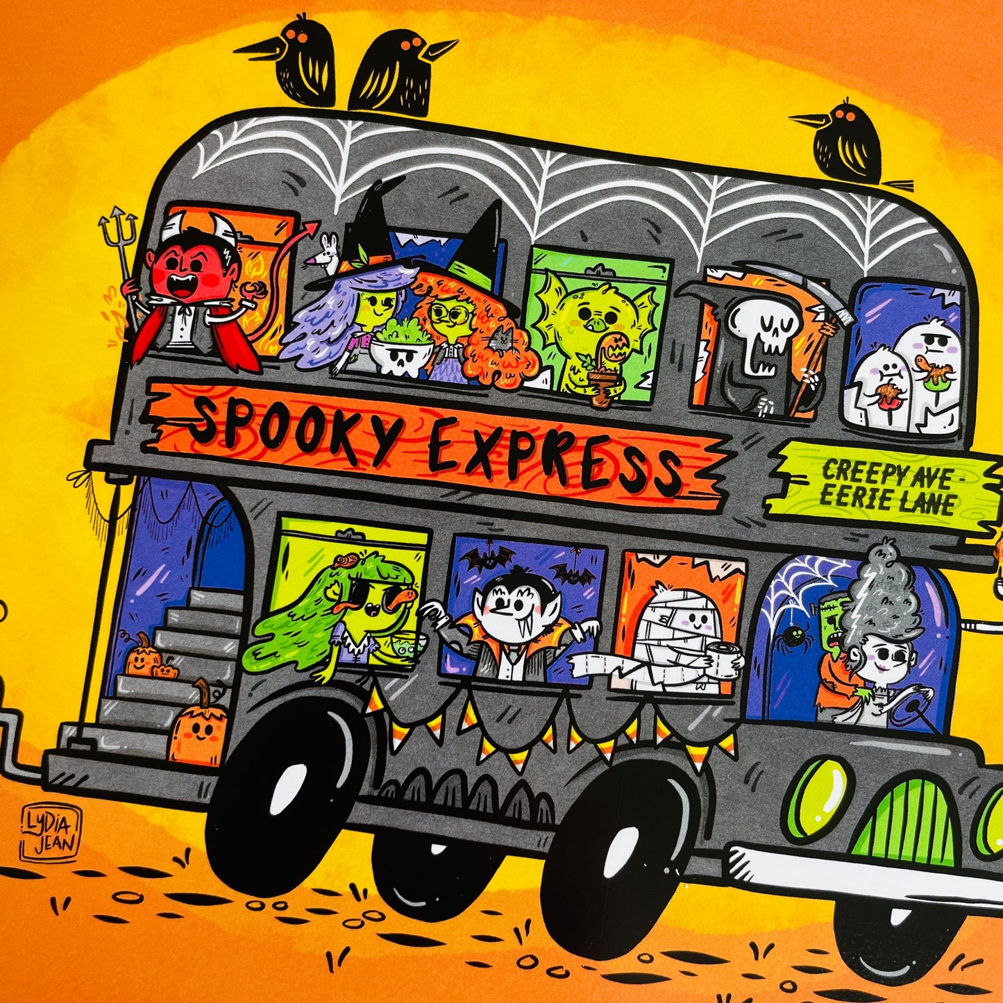 Spooky Express Bus Art Print