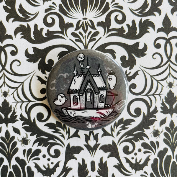 Haunted Houseboat Button / Magnet