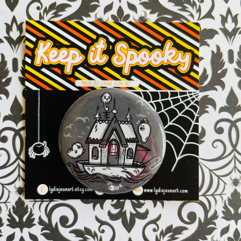 Haunted Houseboat Button / Magnet