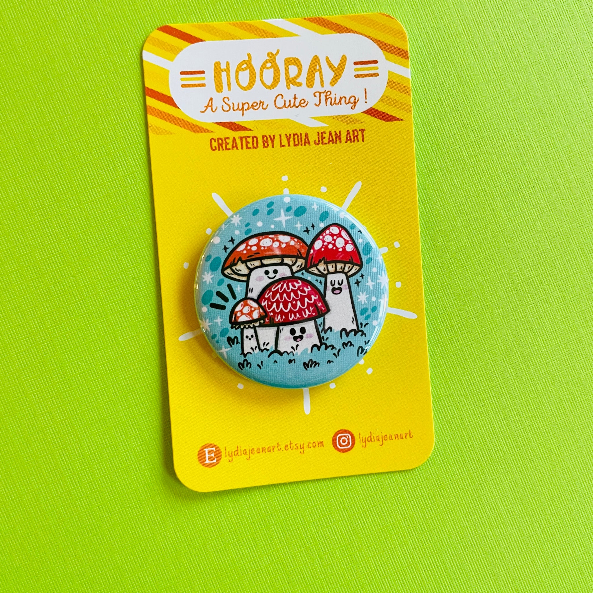 Happy Toadstools Button / Magnet