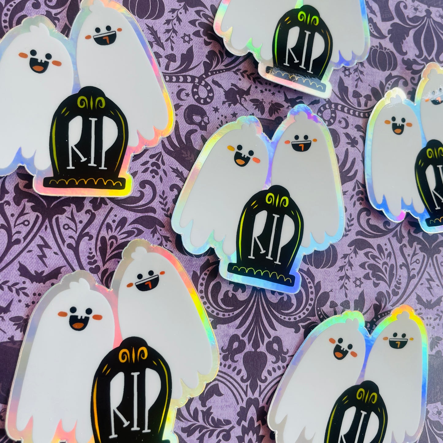 Shiny Holographic Ghostie Duo Vinyl Sticker