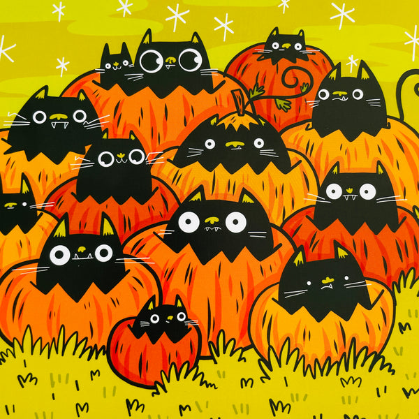 Pumpkin Kitties Art Print