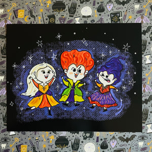 Witchy Sisters Art Print