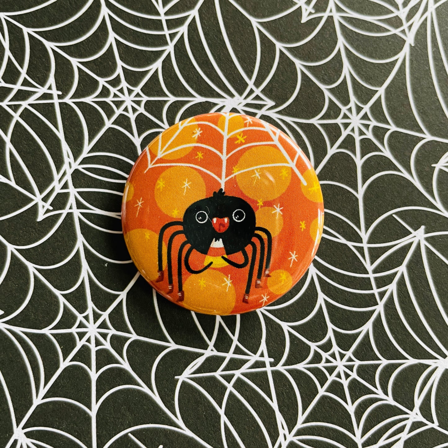 Candy Corn Spider Button / Magnet