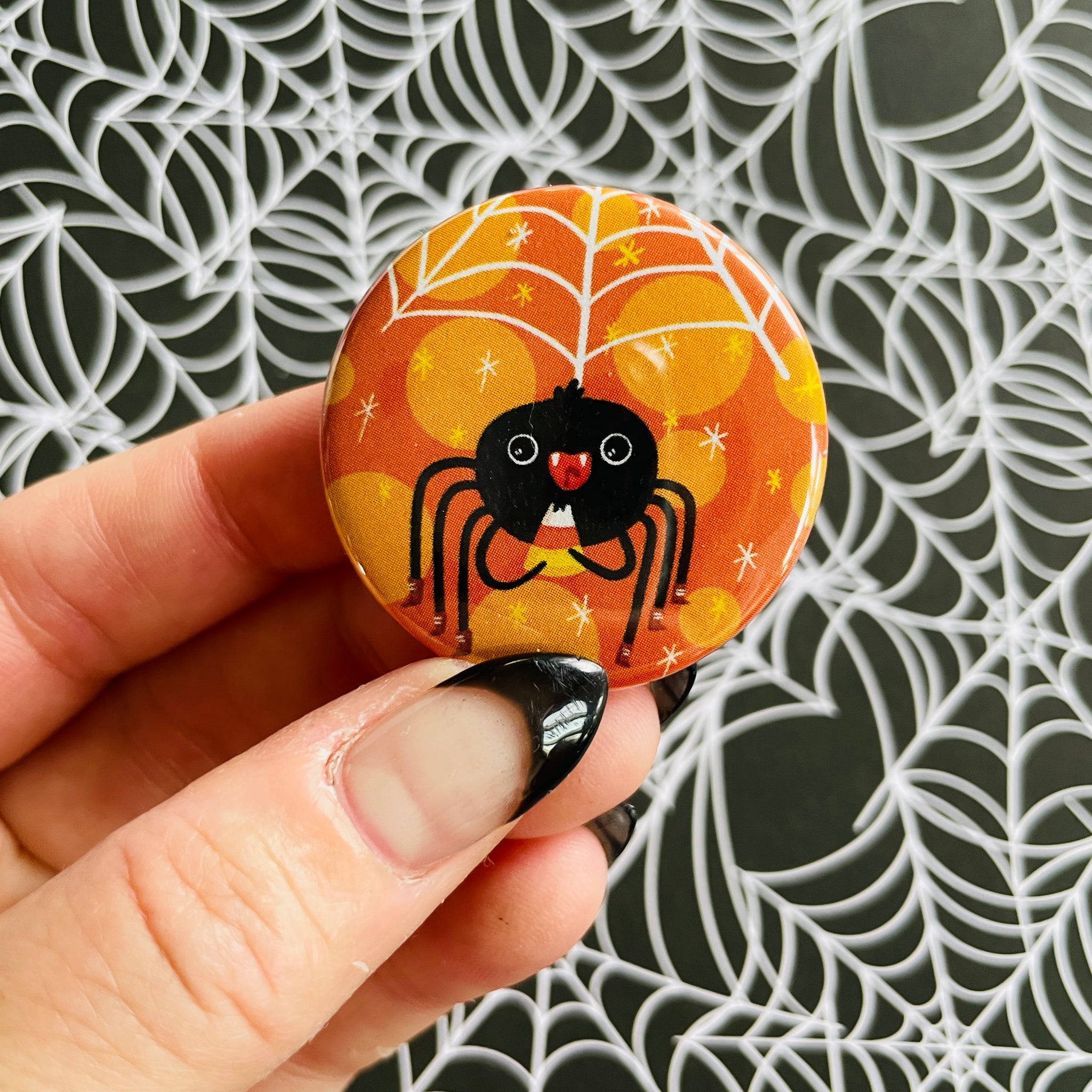 Candy Corn Spider Button / Magnet