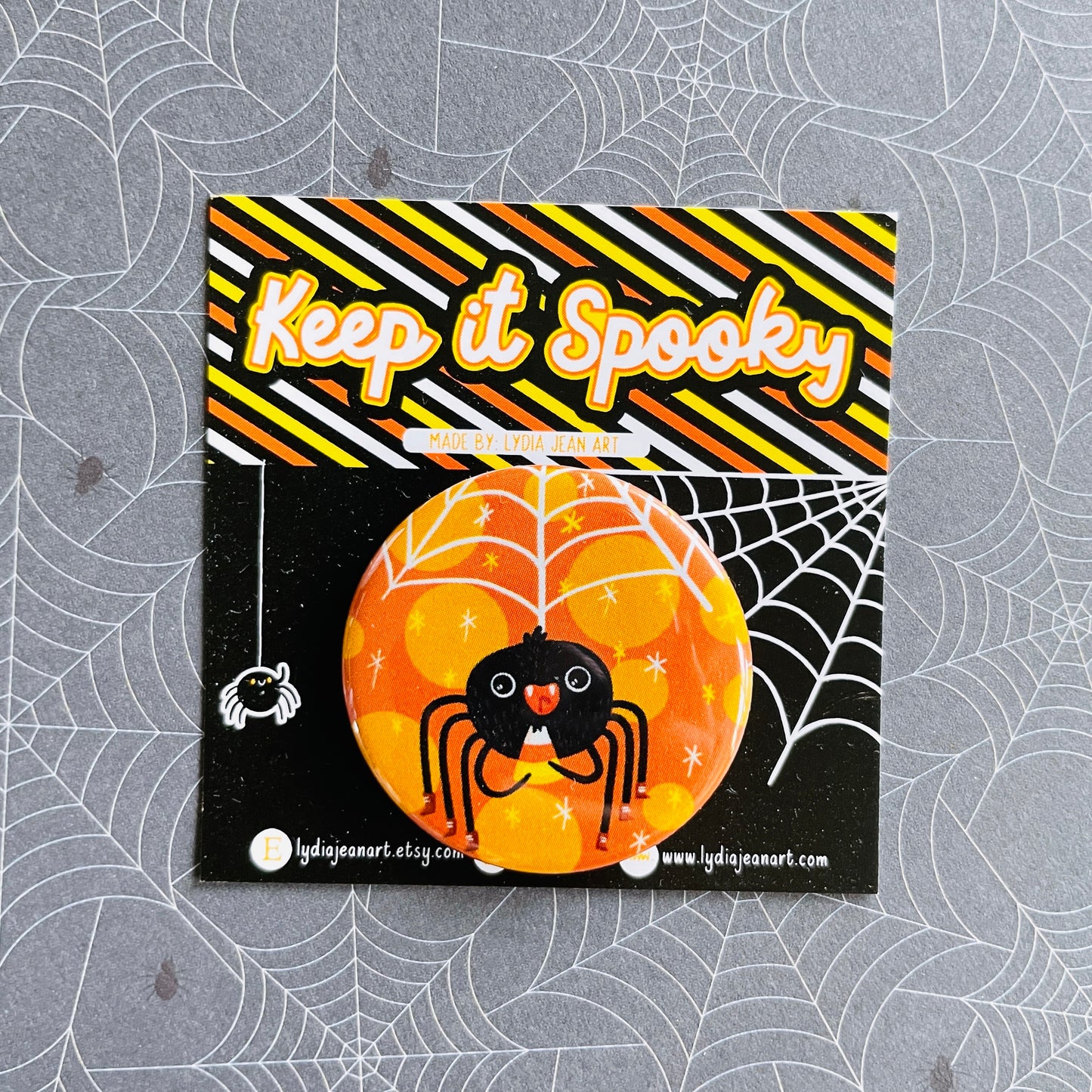 Candy Corn Spider Button / Magnet