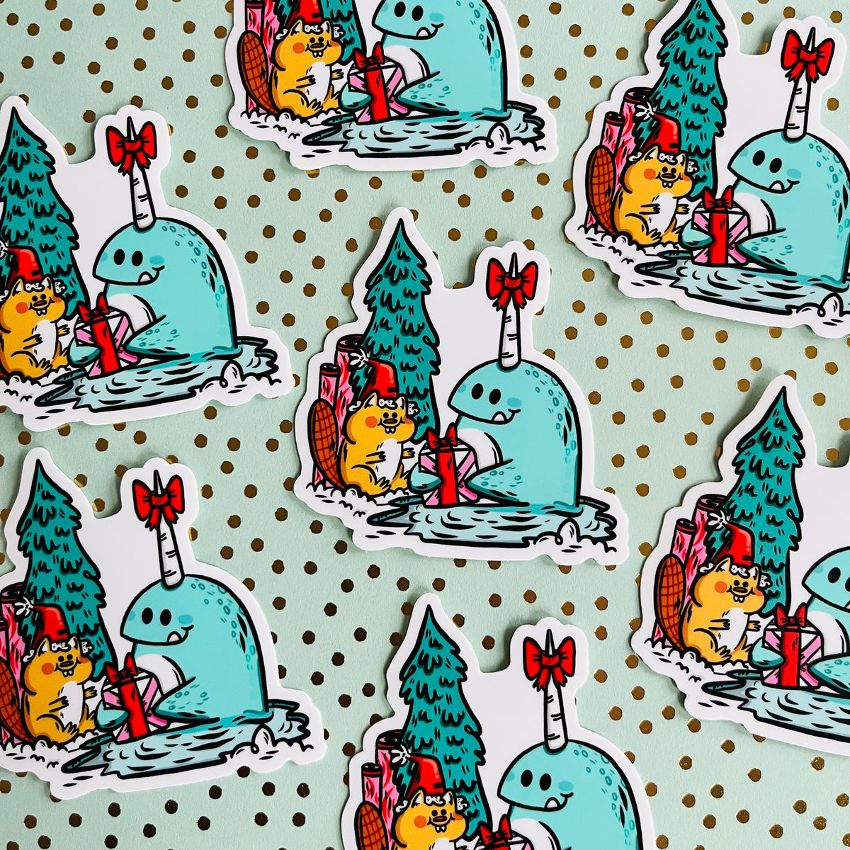 Festive Narwhal Vinyl Sticker – Little Ghost Shack
