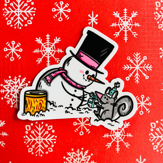 Holiday Snowman Vinyl Sticker