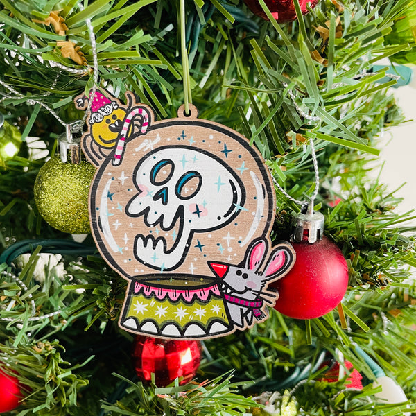 Skull Snowglobe Holiday Ornament