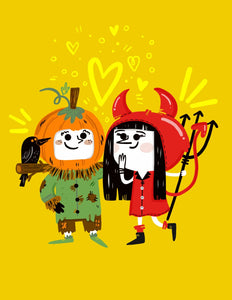 Devil & Scarecrow Halloween Duo Art Print