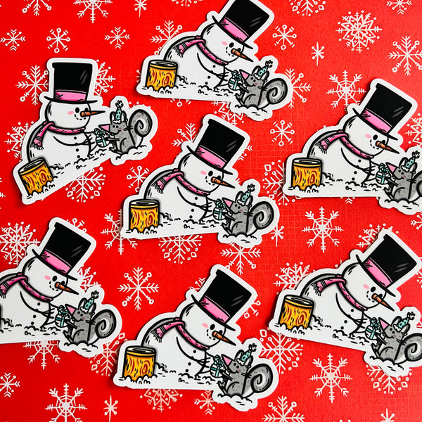 Holiday Snowman Vinyl Sticker