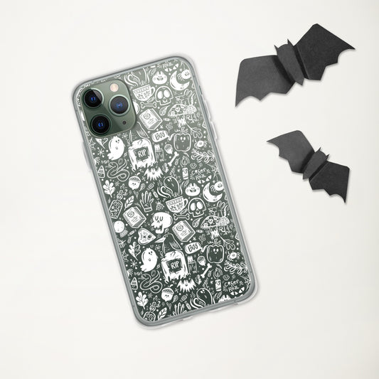 Spooky Stuff Transparent/Clear iPhone Case - White Printing