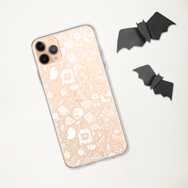 Spooky Stuff Transparent/Clear iPhone Case - White Printing