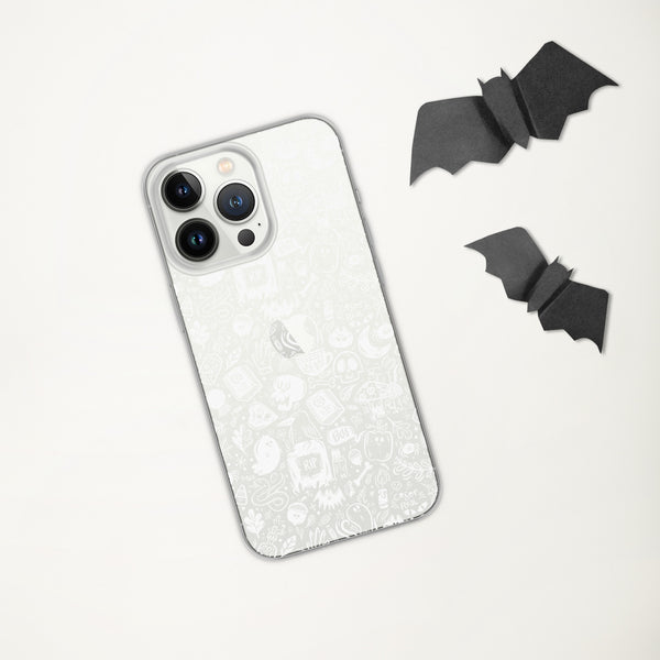 Spooky Stuff Transparent/Clear iPhone Case - White Printing