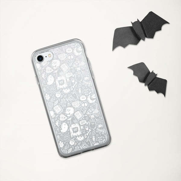 Spooky Stuff Transparent/Clear iPhone Case - White Printing