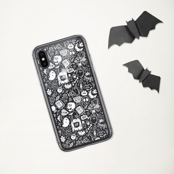 Spooky Stuff Transparent/Clear iPhone Case - White Printing