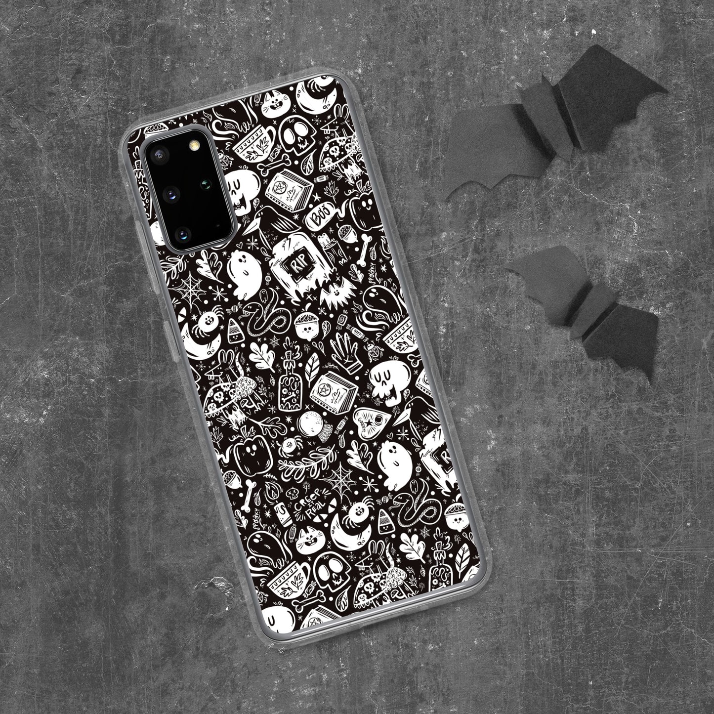 Spooky Stuff Samsung Case - Black Case with White Printing