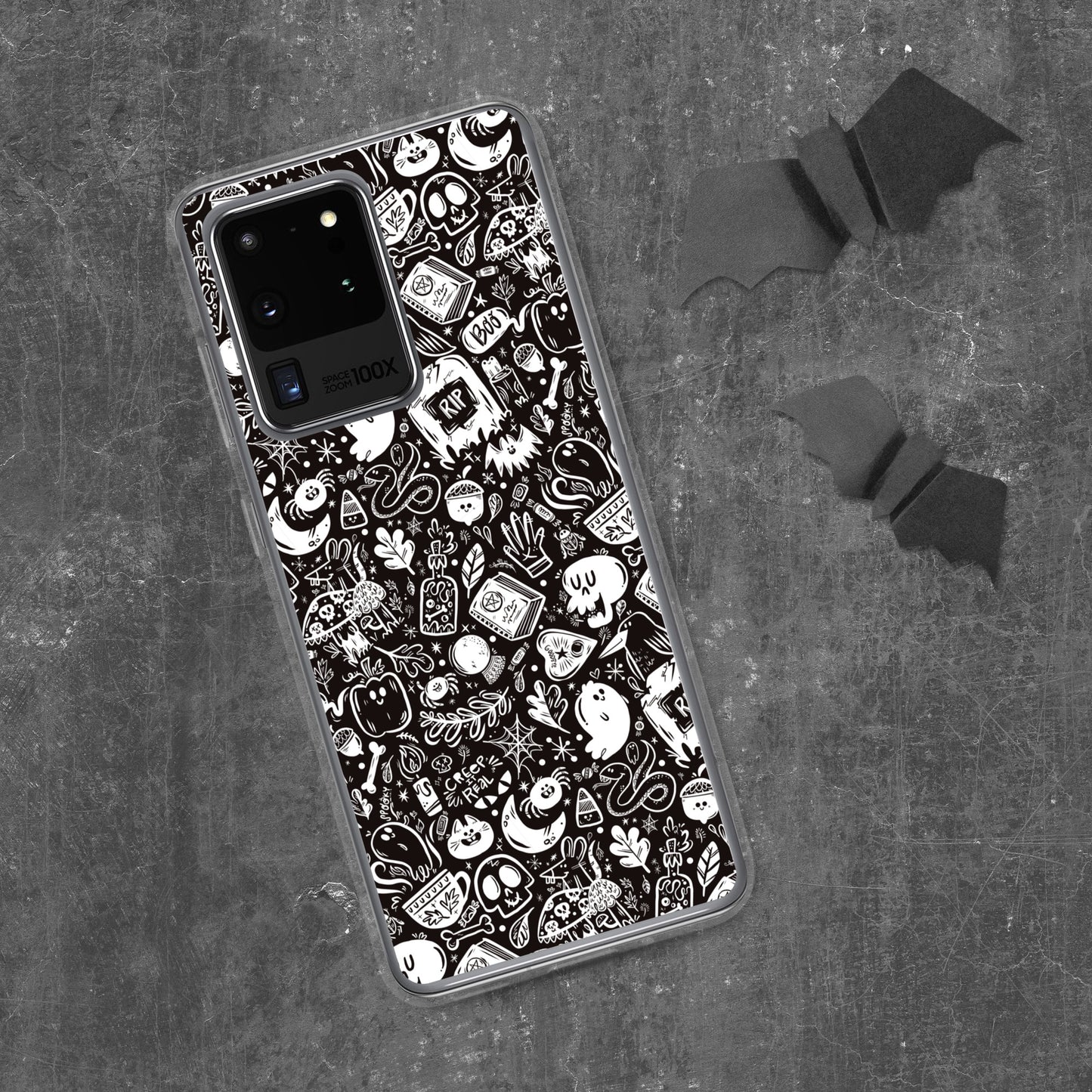 Spooky Stuff Samsung Case - Black Case with White Printing