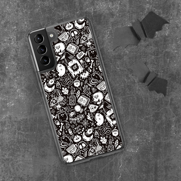 Spooky Stuff Samsung Case - Black Case with White Printing